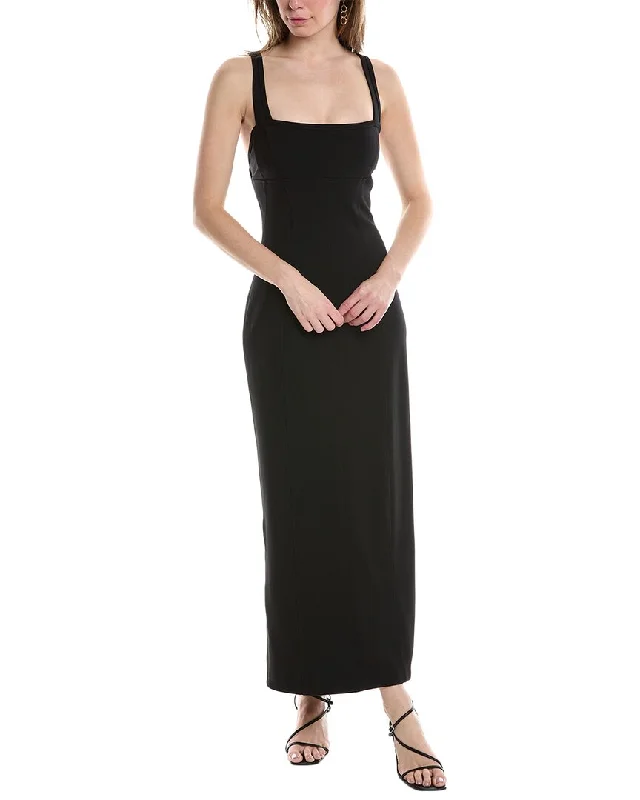 Helmut Lang Ponte Midi Dress Elegant Pleated Sleeve Midi Dress