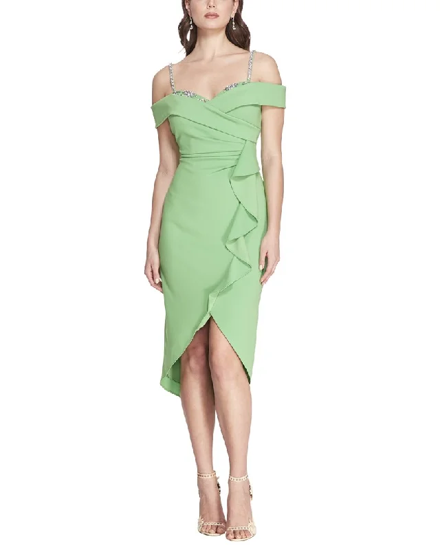 Marchesa Notte Midi Dress Elegant Velvet Midi Dress