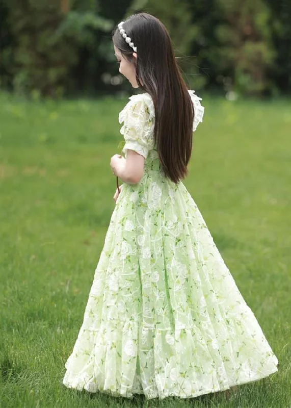 2024 New Green Peter Pan Collar Print Tie Waist Chiffon Girls Maxi Dress Short Sleeve XZ006 Classic Strapless Maxi Dress 2024 New Green Peter Pan Collar Print Tie Waist Chiffon Girls Maxi Dress Short Sleeve XZ006 Classic Strapless Maxi Dress