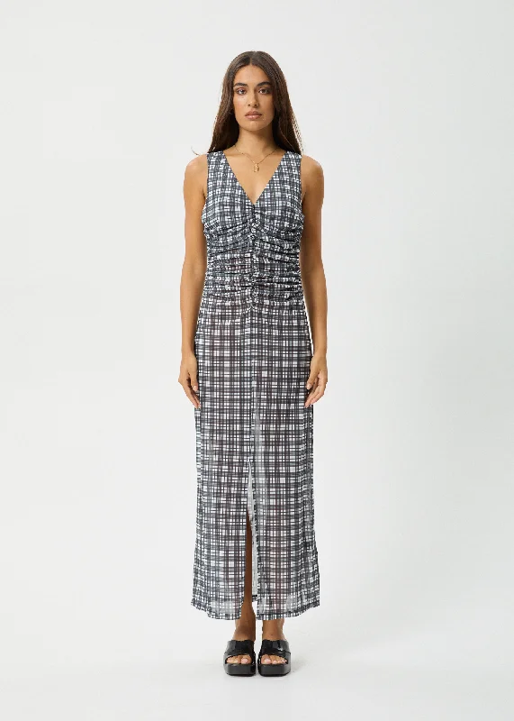 AFENDS Womens Asher - Sheer Maxi Dress - Black Casual Maxi Dress with Pockets