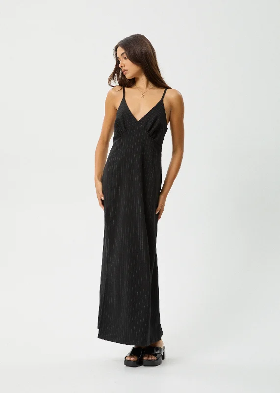 AFENDS Womens Business - Maxi Dress - Black Cozy Spaghetti Strap Maxi Dress