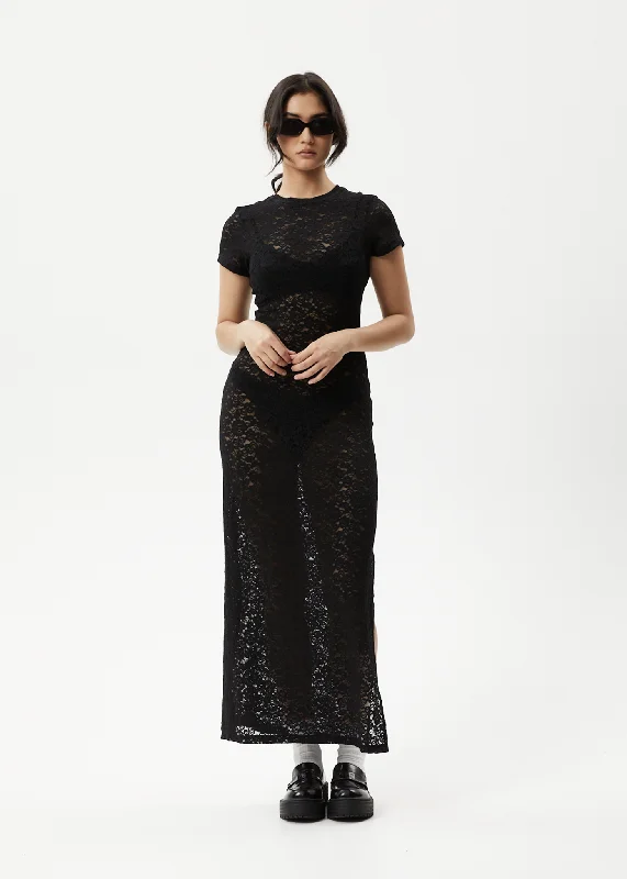 AFENDS Womens Poet - Lace Maxi Dress - Black Elegant Lace Maxi Dress