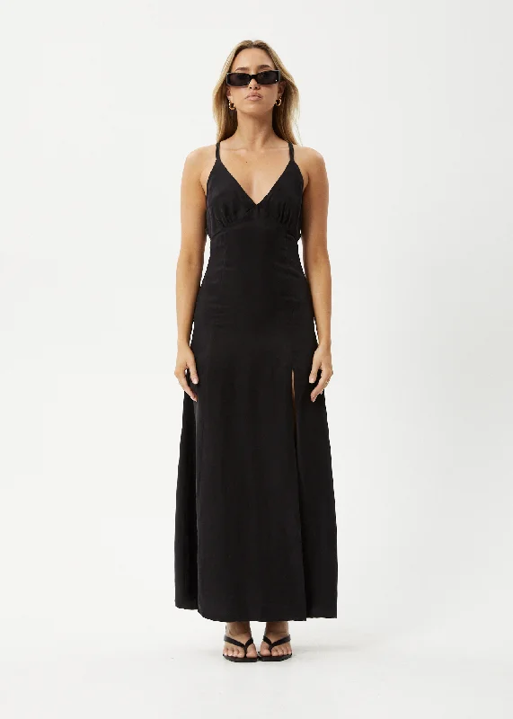 AFENDS Womens Grace - Cupro Maxi Dress - Black Comfortable Bohemian Maxi Dress