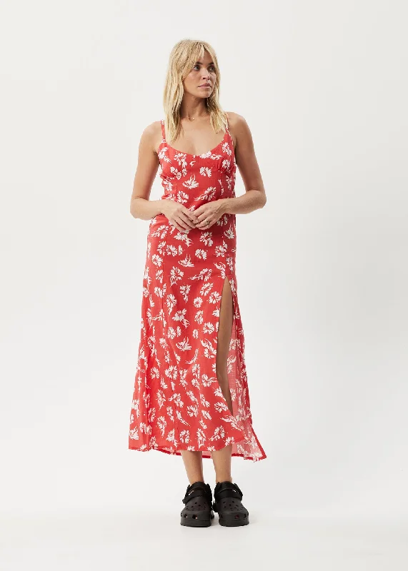 AFENDS Womens Hibiscus - Maxi Dress - Hibiscus Elegant Pleated Maxi Dress
