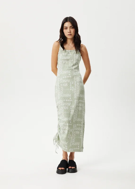 AFENDS Womens Paisley Muse - Maxi Dress - Eucalyptus Chic Button-Up Maxi Dress