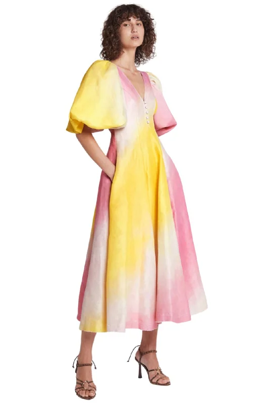 AJE Cloud Burst Midi Dress - RRP $595 Elegant Maxi-Midi Hybrid Dress
