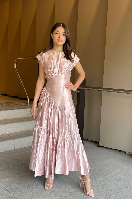 AJE Serendipity Reflection Midi Dress (Blush) - RRP $595 Chic Floral Print Midi Dress