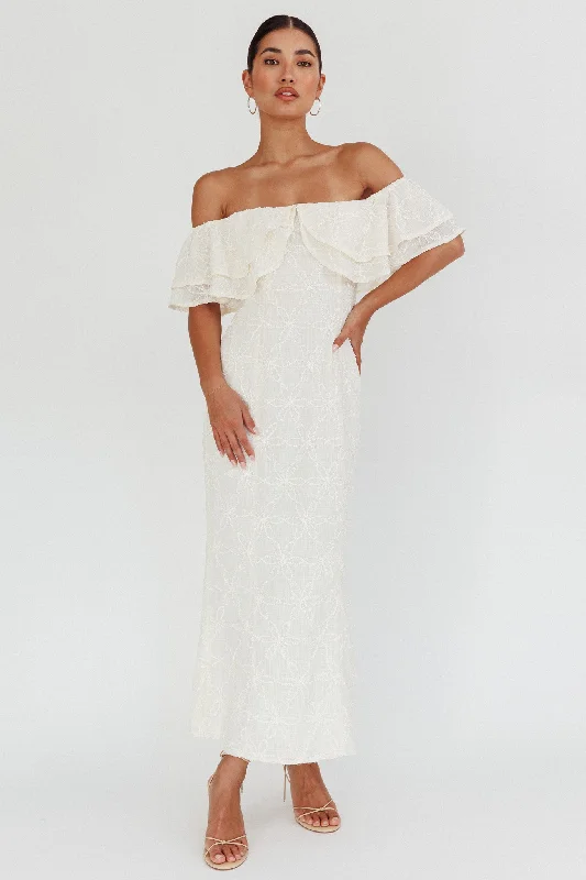 Beauty Within On-Off-Shoulder Maxi Dress Cream Elegant Sleeveless Maxi Dress