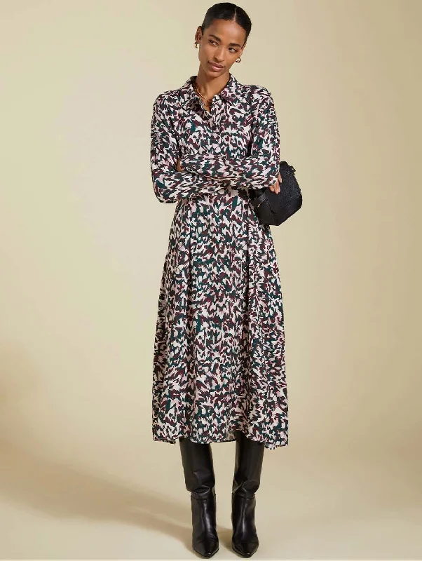 Becky LENZING™ ECOVERO™  Printed Midi Dress | Animal Print Comfortable Short Sleeve Midi Dress
