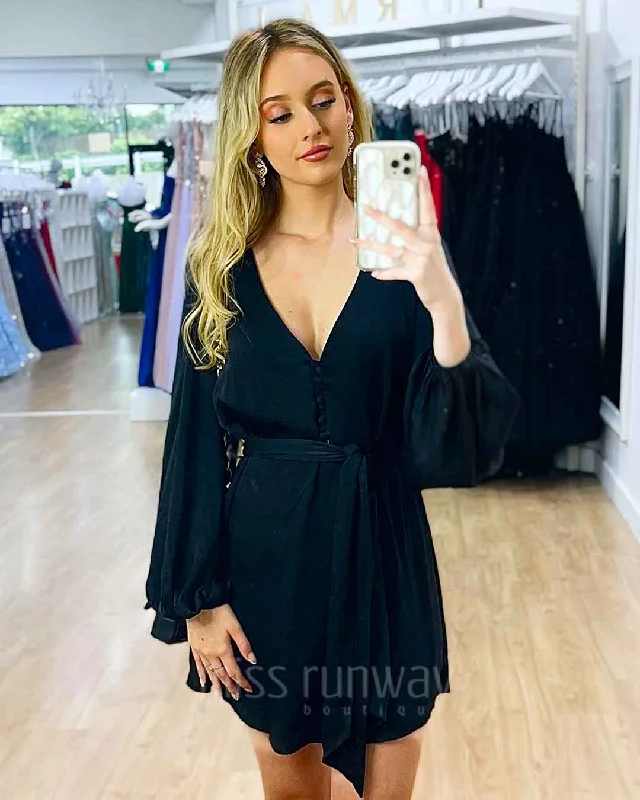 Claudie Mini Dress - Black Chic Bohemian Mini Dress