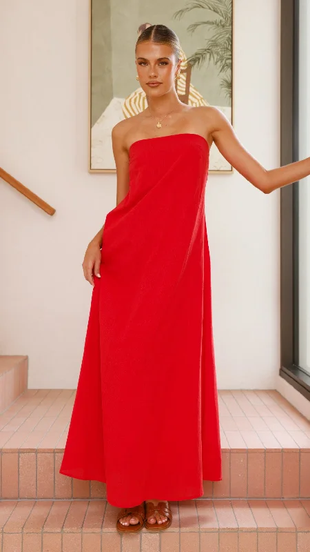 Connie Maxi Dress - Red Comfortable Bohemian Maxi Dress