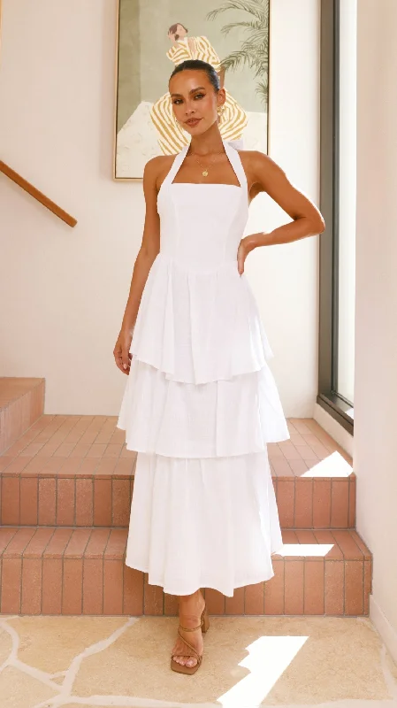 Danais Maxi Dress - White Cozy Knitted Maxi Dress