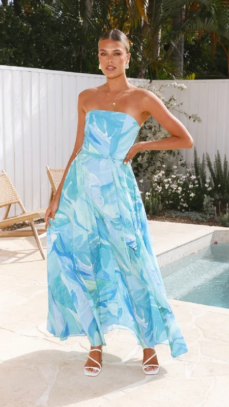 Daniella Maxi Dress - Blue Elegant Wraparound Maxi Dress