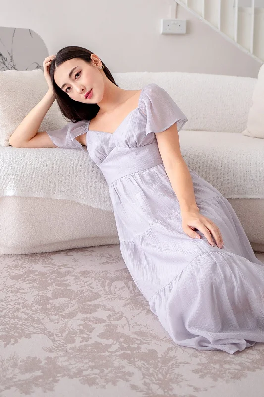 DANZEL FLUTTER SLEEVES MAXI DRESS IN LILAC Classic Tulle Maxi Dress