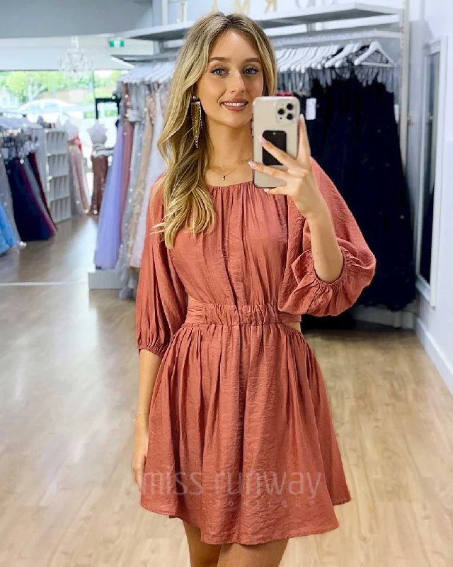 Diane Mini Dress - Mauve Classic Shift Mini Dress