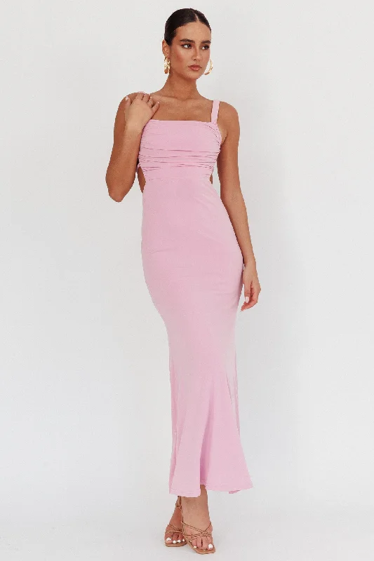 Dream Crush Lace-Up Back Maxi Dress Lilac Elegant Tiered Maxi Dress