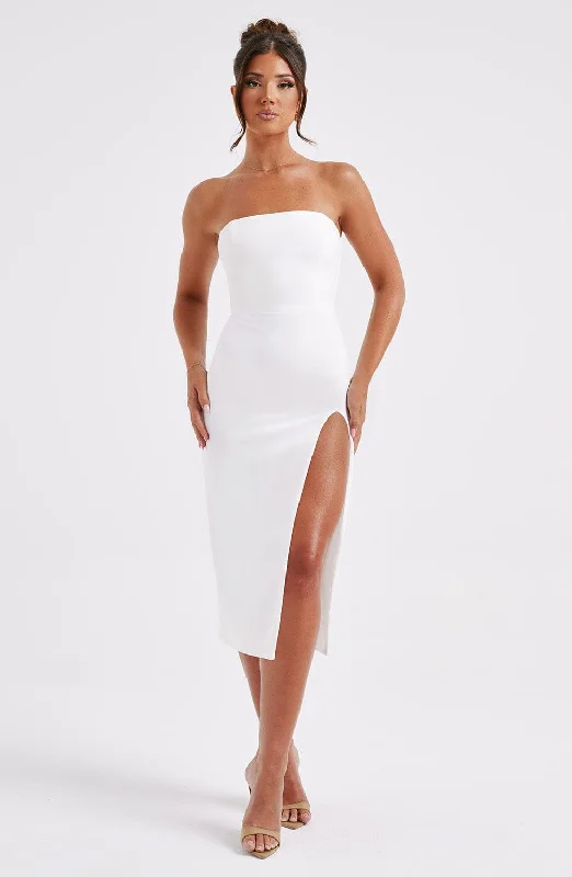 Emmaline Midi Dress - Ivory Fashionable Skater Midi Dress