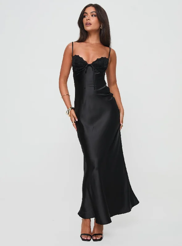 Fadyen Bias Cut Maxi Dress Black Comfortable Flowy Maxi Dress