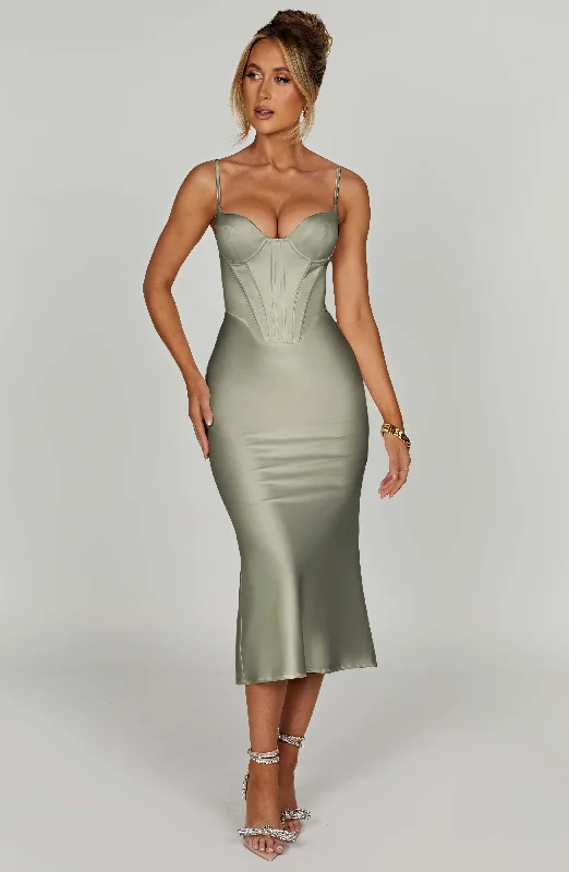 Farrah Midi Dress - Sage Chic Bohemian Midi Dress