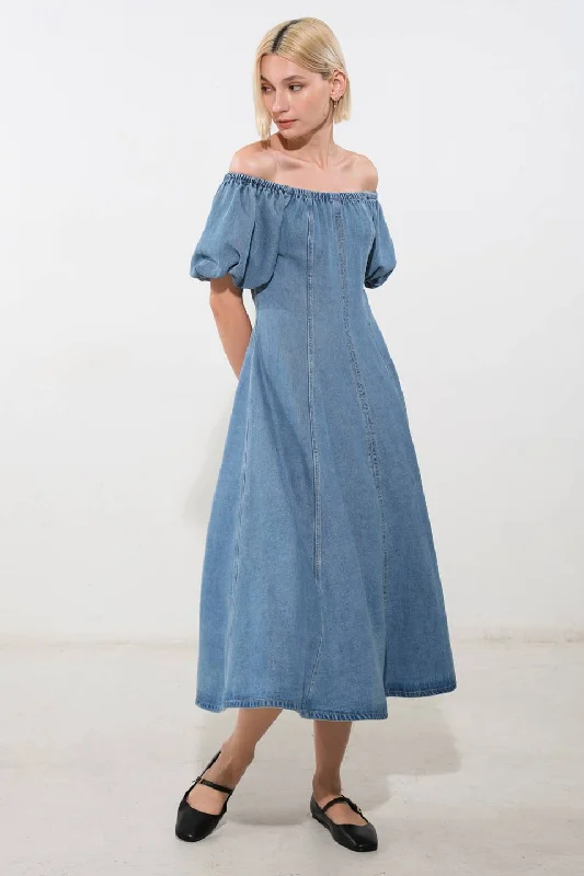 COASTAL CUTIE TENCEL MIDI DRESS Trendy Boho Midi Dress