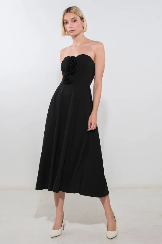 LAND OF THE FREE WOVEN MIDI DRESS Elegant Maxi-Midi Hybrid Dress