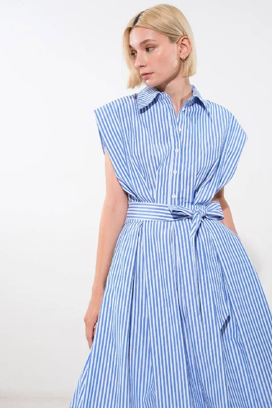 ALONG THE SHORELINE WOVEN MIDI DRESS Stylish Cold Shoulder Midi Dress