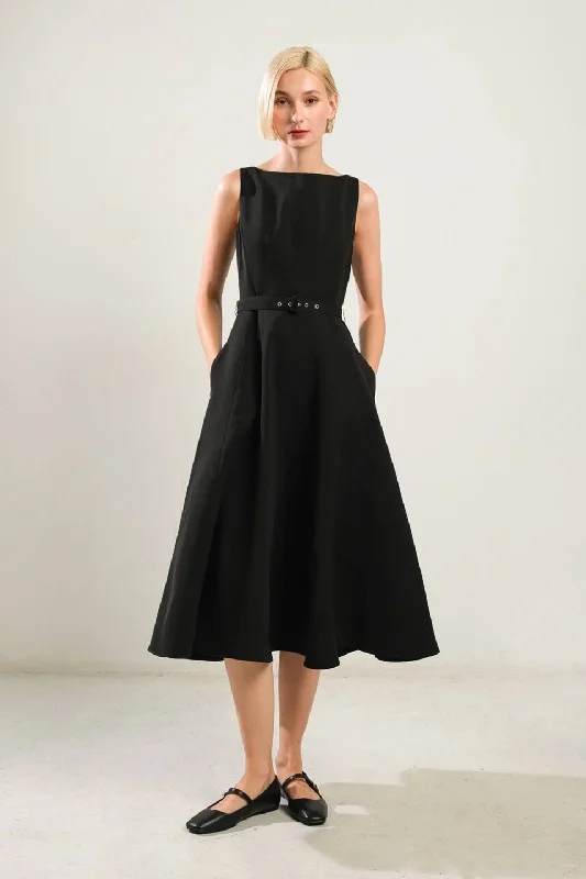 LIVING THE DREAM WOVEN MIDI DRESS Stylish Cold Shoulder Midi Dress