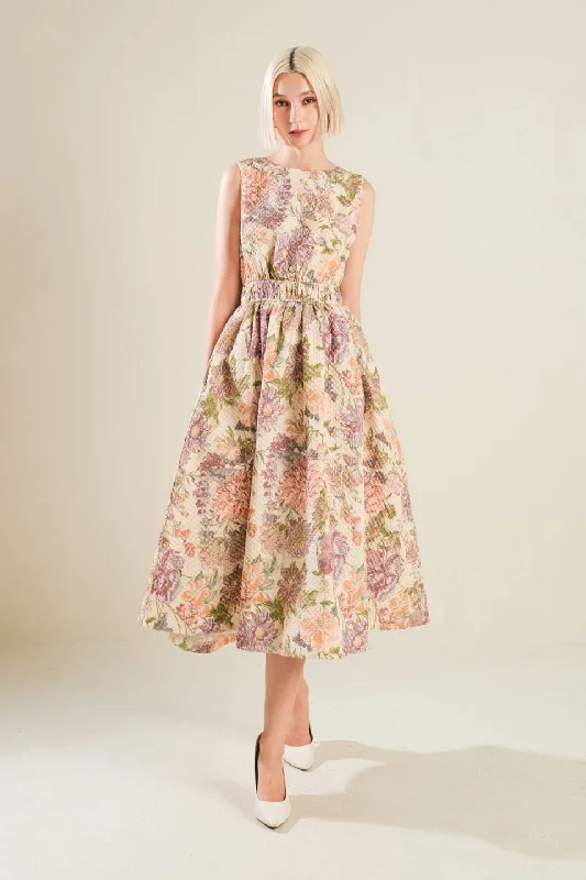 EASILY GORGEOUS WOVEN MIDI DRESS Comfortable Adjustable Strap Midi Dress