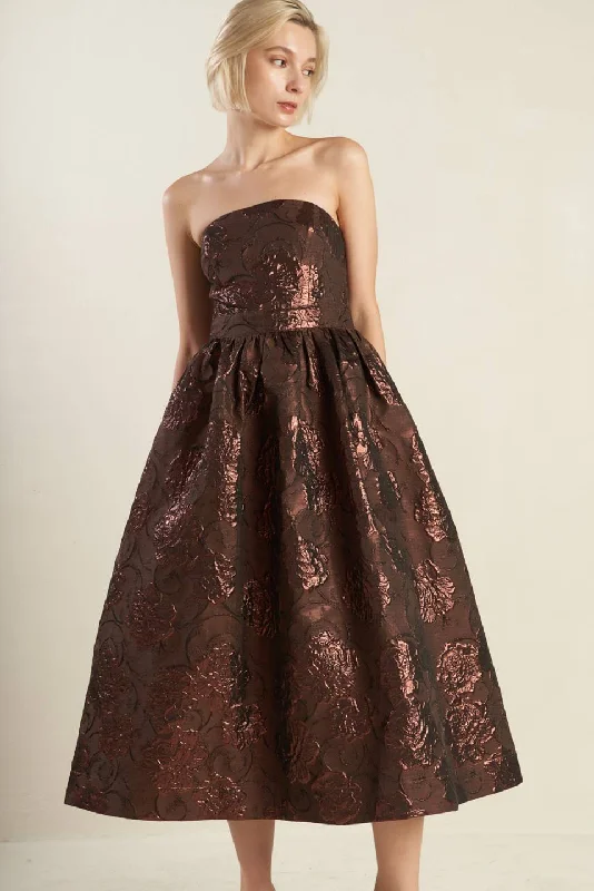 DISPLAY OF AFFECTION WOVEN MIDI DRESS Trendy Floral Wrap Midi Dress