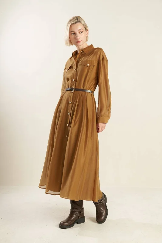 I'M IN CHARGE WOVEN ORGANZA MIDI DRESS Trendy Square Neck Midi Dress