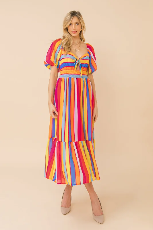 HOLLYWOOD WOMAN WOVEN MIDI DRESS Stylish Off-Shoulder Ruffle Dress