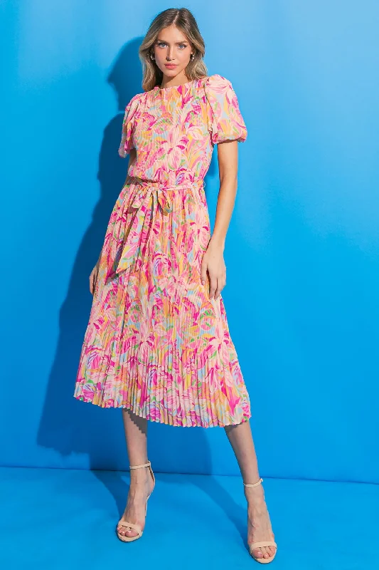 BOARDWALK DREAM WOVEN MIDI DRESS Comfortable Ruched Midi Dress