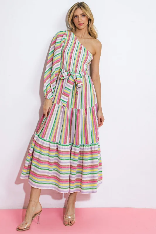NO MATTER WHERE I GO WOVEN MIDI DRESS Trendy Tiered Hem Midi Dress