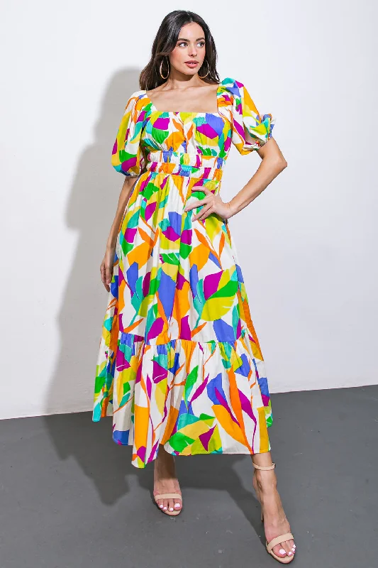 GOOD AND GONE WOVEN MIDI DRESS Stylish Color Block Midi Dress