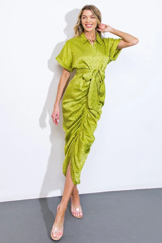 COMING TO MY SENSES WOVEN SATIN MIDI DRESS Comfortable Adjustable Strap Midi Dress