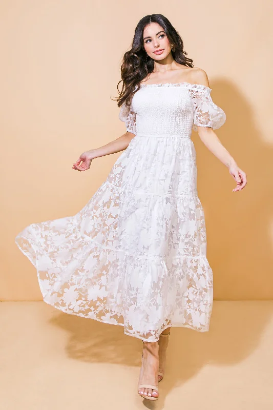 LOVE IN YOUR EYES WOVEN MIDI DRESS Trendy Mock Neck Midi Dress