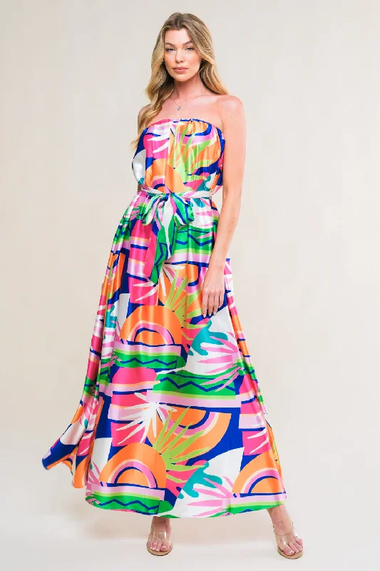 SUMMERY INCLINATION WOVEN MIDI DRESS Trendy Ruffle Hem Midi Dress