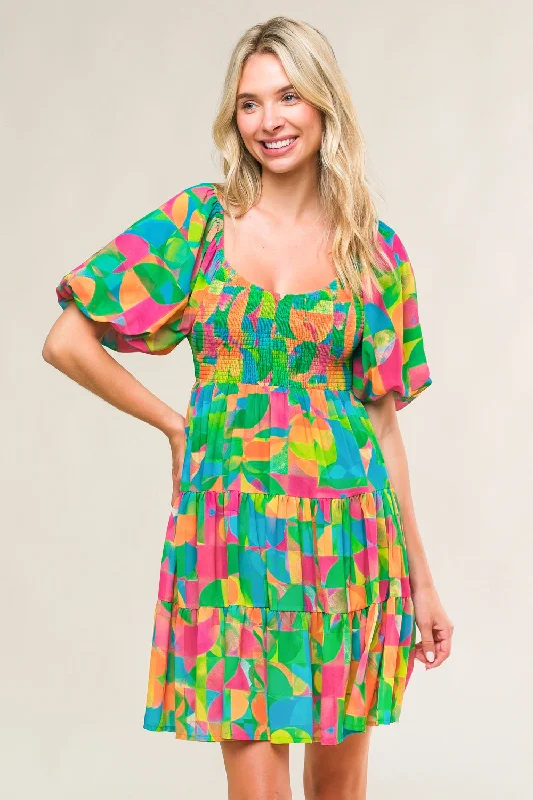 ALL MINE WOVEN MINI DRESS Stylish Short-Sleeve Mini Dress