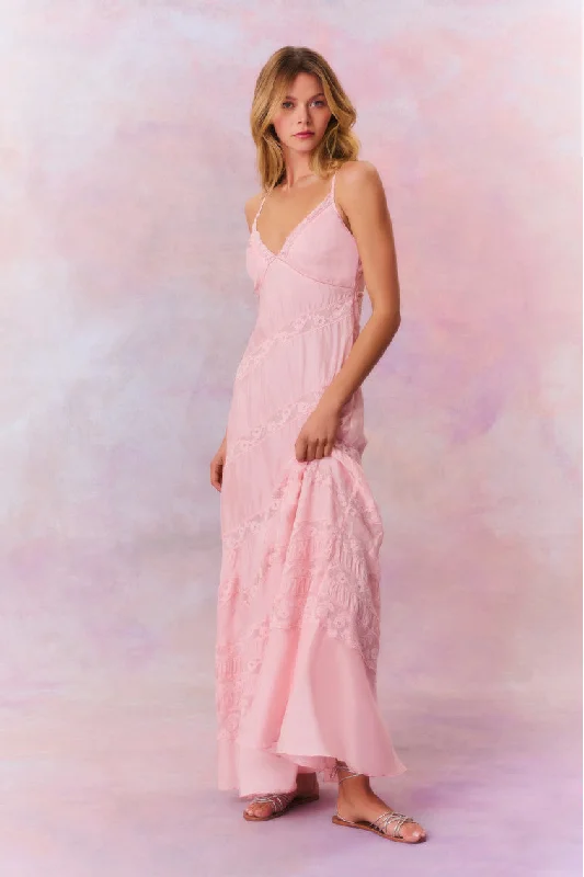 Idalia Habotai Silk Maxi Dress Comfortable Pleated Maxi Dress