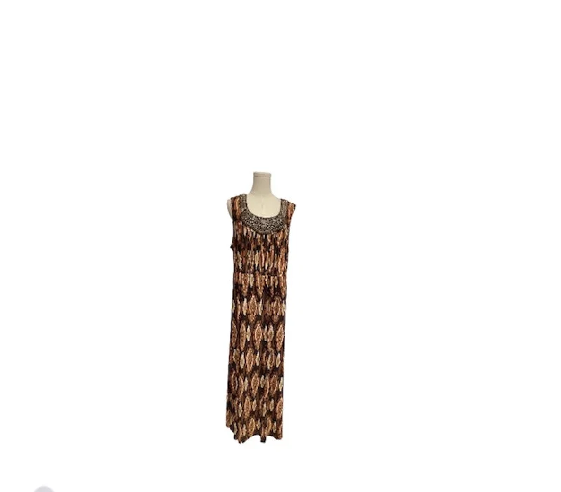 Ilu Ilu Women's Maxi Dress Brown 1XP Classic A-Line Maxi Dress