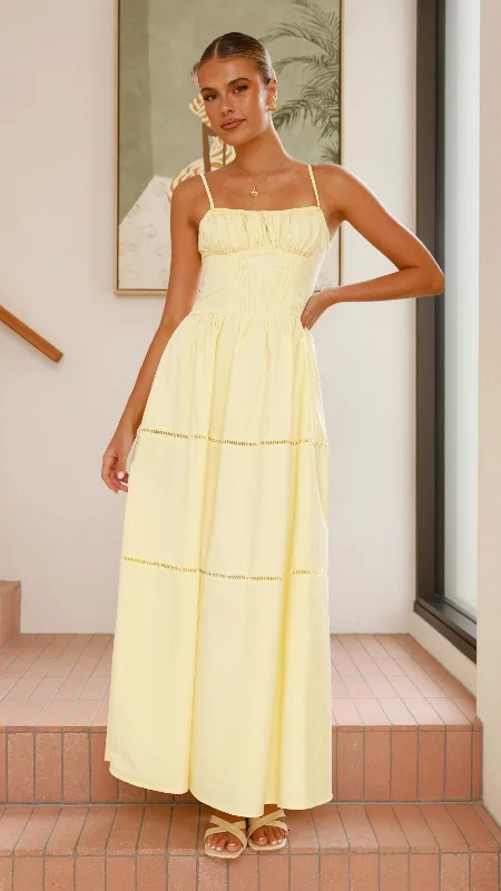 Isabella Maxi Dress - Yellow Trendy Maxi Dress with Straps