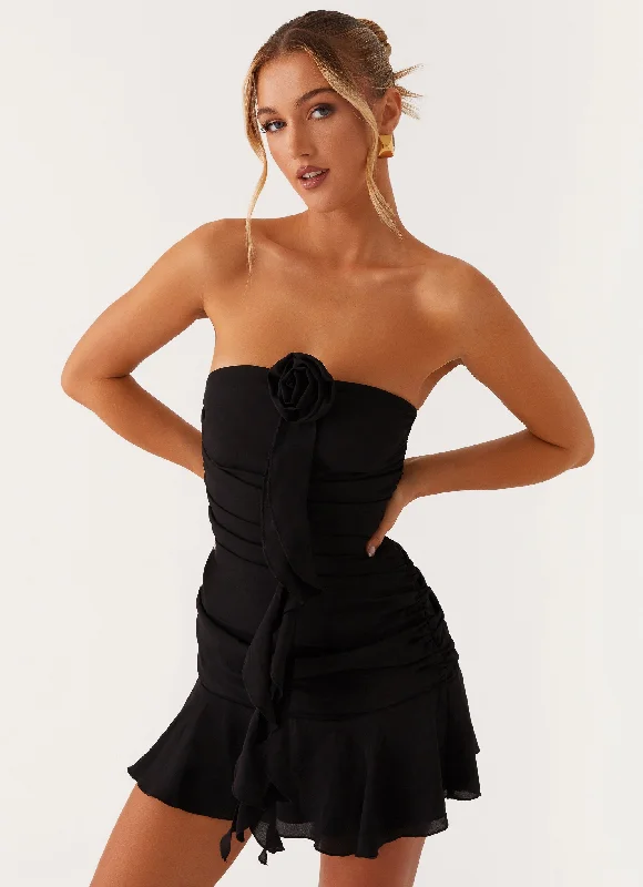 Jodie Mini Dress - Black Chic Bohemian Mini Dress