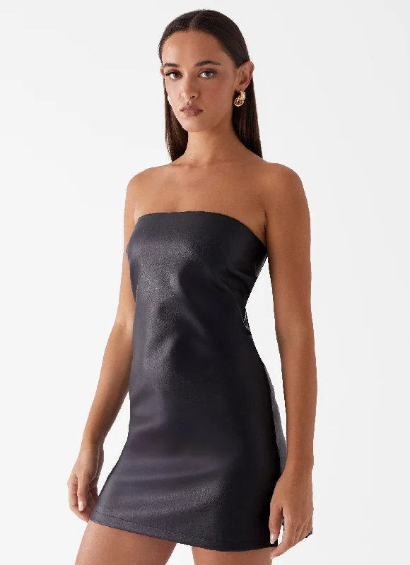 Kenny Mini Dress - Black Fashionable Pleated Mini Dress