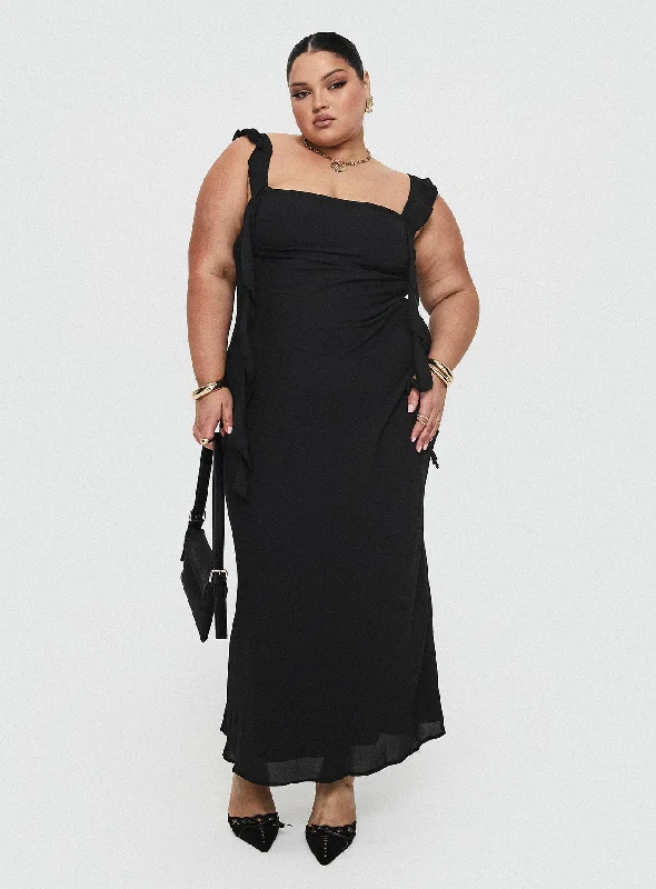 Lanai Maxi Dress Black Curve Fashionable Asymmetrical Maxi Dress