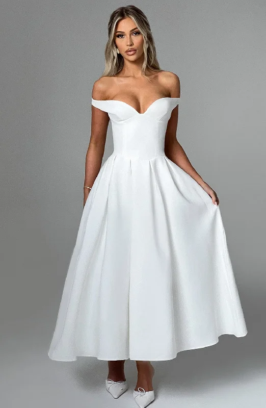 Lanetta Midi Dress - Ivory Comfortable Adjustable Strap Midi Dress