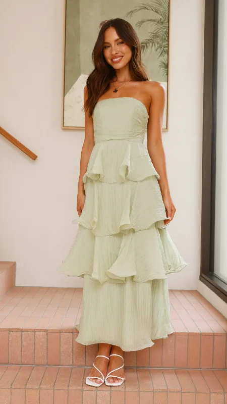 Lanica Maxi Dress - Sage Comfortable Long-Sleeve Maxi Dress