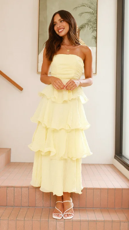Lanica Maxi Dress - Yellow Comfortable Cotton Maxi Dress
