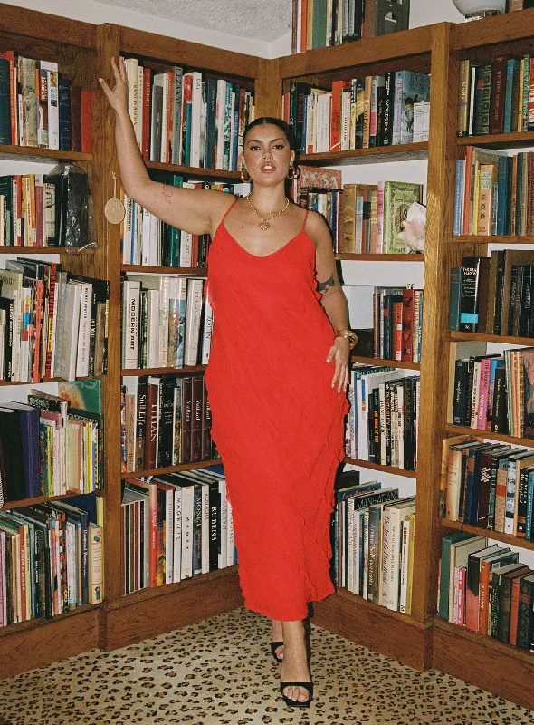 Lars Maxi Dress Red Curve Chic Sleeveless Maxi Dress