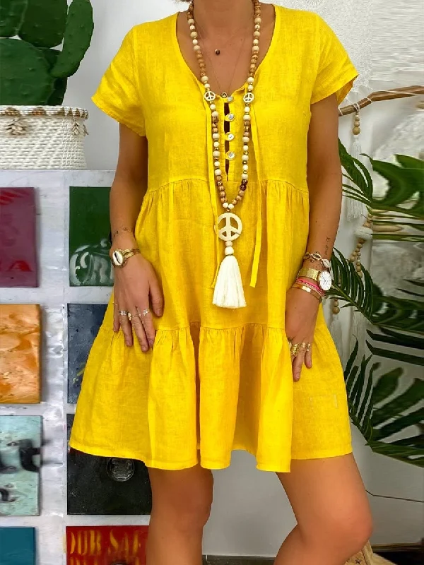 Loose Relaxed Collar Comfortable Soft Mini Dress Stylish Spaghetti Strap Mini Dress