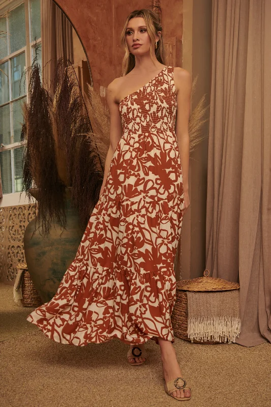 Marida Caramel Floral Smocked One Shoulder Lys Maxi Dress Classic Strapless Maxi Dress Marida Caramel Floral Smocked One Shoulder Lys Maxi Dress Classic Strapless Maxi Dress